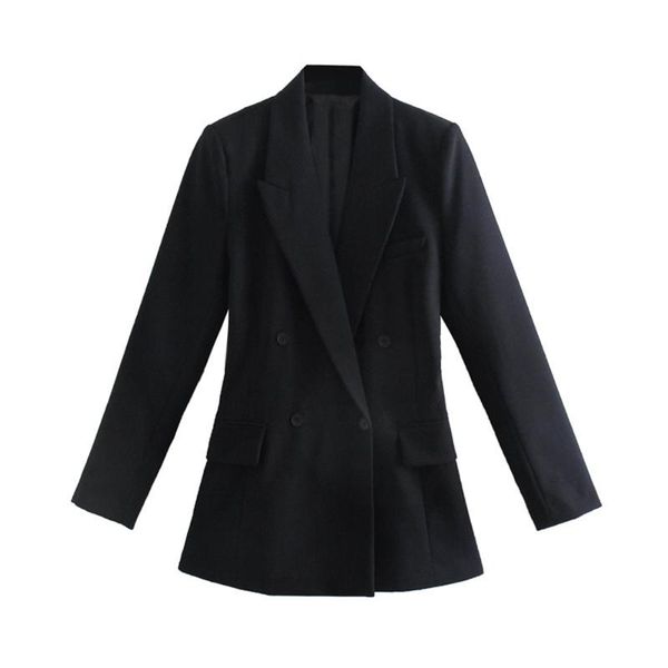 

women's suits & blazers design of clothing in spring and autumn 2021 black pocket slim double breasted blazer, White;black