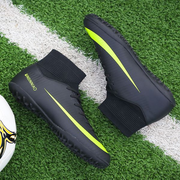 

men football boots soccer cleats boots long spikes tf spikes ankle high sneakers soft indoor turf futsal soccer shoes men