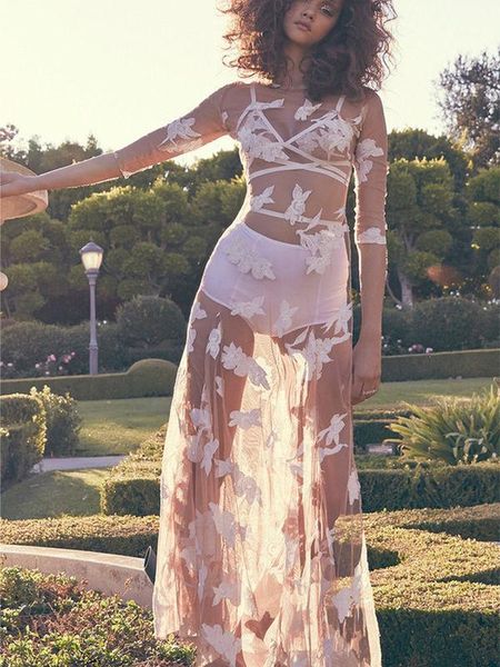 

women summer beach maxi dress lace crochet bikini cover up tulle swimwear swimsuit women's, White;black