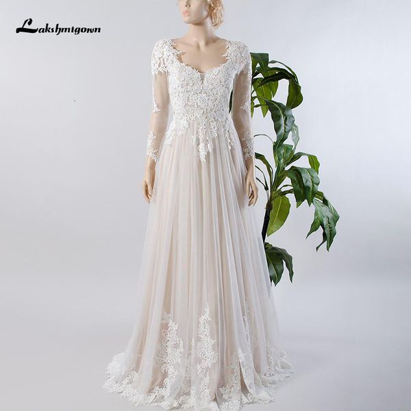 

2021 new a line wedding es long sleeve lace appliques sweep train tulle bridal gown vestido de novia 3os5, White
