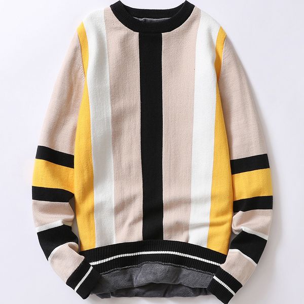 

sweaters knit men's t-shirt winter plush thickening warm round neck pullover shirt bottomed sweater fashion brand, White;black