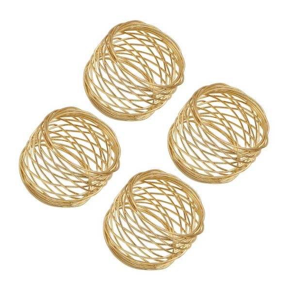 

napkin rings 4pcs creative wire plated metal buckles for home (golden)