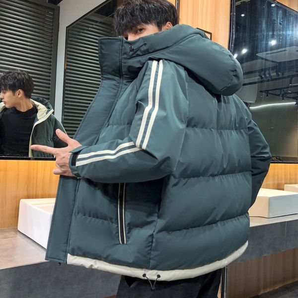 

winter new cotton padded jacket men's hooded korean slim casual down cotton padded jacket warm young men's jacketwinter, Black