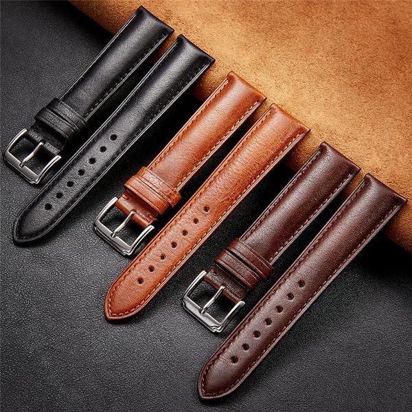 

watch bands jovivi 1 pc waterproof genuine leather watchband dark brown black vintage strap watches accessories 20mm 22mm band width, Black;brown