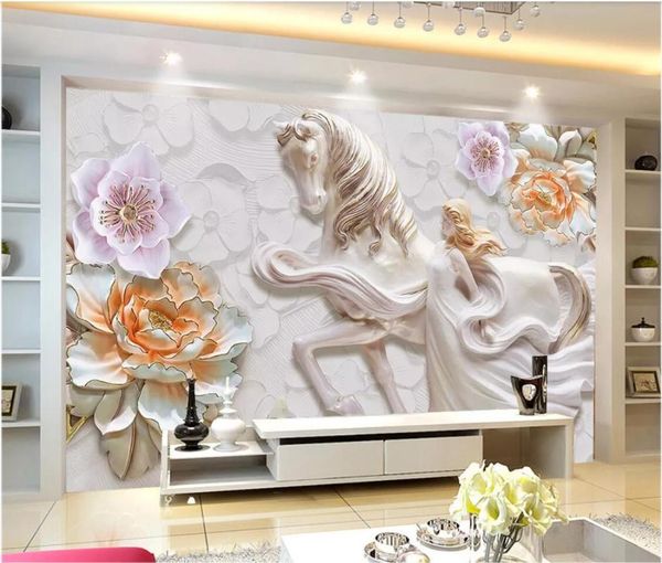 

wallpapers embossed flower horse wall canvas prints textured papers home improvement contact paper custom 3d wallpaper