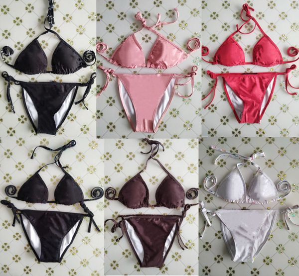 

summer women bikinis bathing suits swimming suits brown swimwear girls beach wear one-piece swimsuit brown letter bikinis 3369-8, White;black