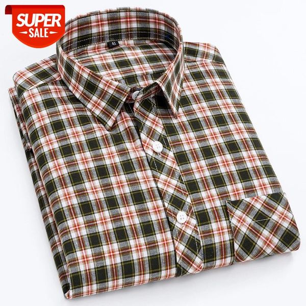 

100% cotton long-sleeved plaid shirts for men fashion regular fit anti wrinkle comfortable mens checkered casual shirts 13colors #s24n, White;black