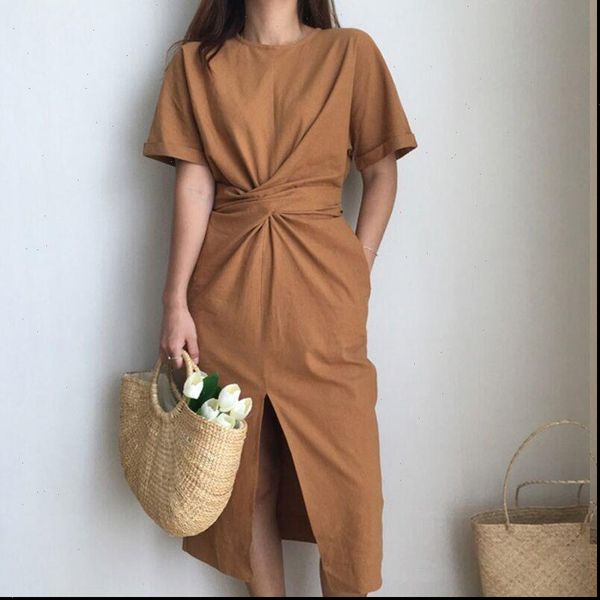 

2021 womens summer white cotton short sleeve bandage bodycon dress plus size solid mid calf long casual dresses, Black;gray