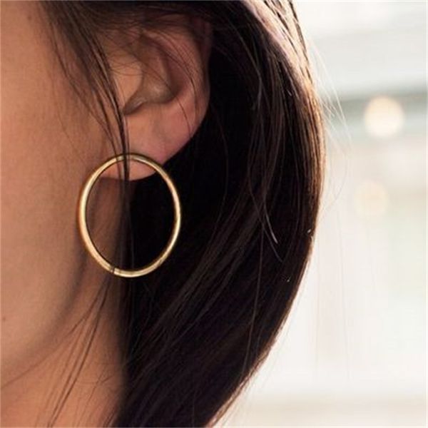 

jewelry fashion korean simple street copper casting plain ring earrings stud b1218, Silver