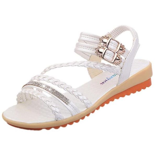 

dress shoes summer flat heel casual fashion wild women's sandals bottom thin rhinestone women wedges for, Black