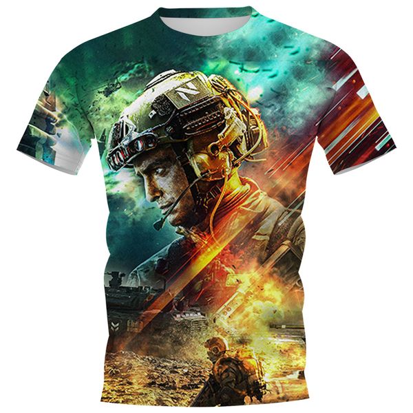 

cloocl game battlefield 2042 mens t-shirts short sleeve men clothing harajuku t shirts 3d print shirt, White;black