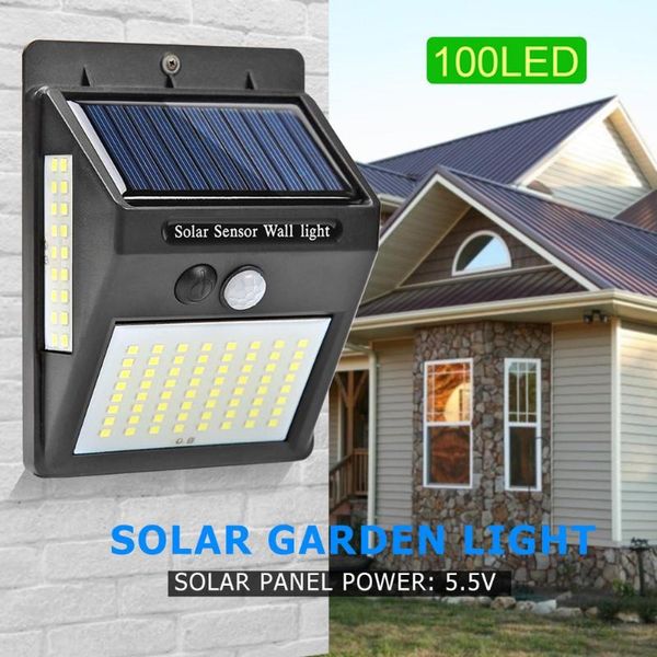 

solar lamps 100led light motion sensor wall waterproof outdoor lamp sunlight powered garden yard christmas home decor