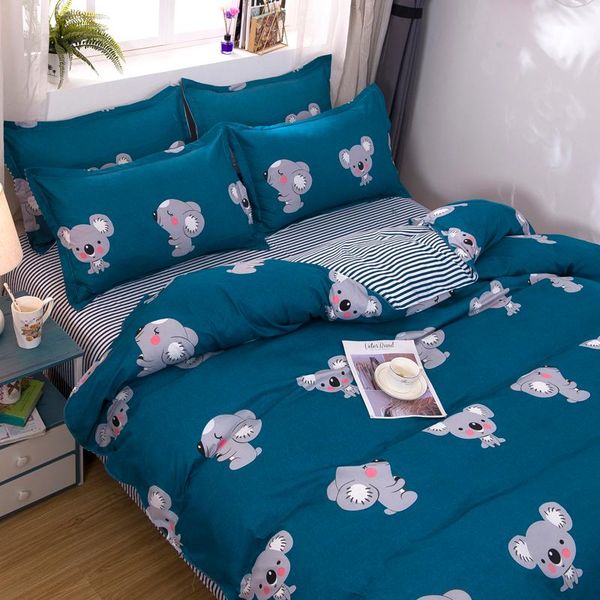 

bedding sets quilt cover bed sheet set with fitted nordic simple jacquard dormitory four-piece  duvetcover&2pcs pillowcase