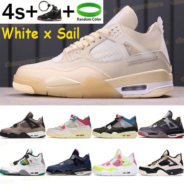 

white x sail mens 4 4s basketball shoes bred noir guava ice rasta silt red splatter winter men sneakers low women sports trainers hop999