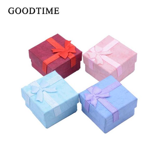 Bowknot Jóias Embalagem Display Caixas de Presentes 48 pçs / lote 4x4x3cm Caixa bonito Red rosa roxo cor-de-rosa azul brincos Caixas de anel Atacado 211014