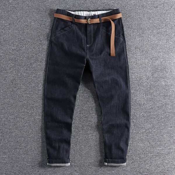 

2021 new trend blue men's slim fit small leg thick and versatile casual pants handsome jeans 0714 pxw6, White;black