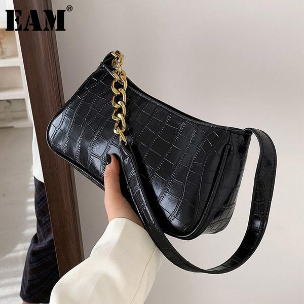 

cross body [eam] women brief chains elegant quality pu leather personality all-match crossbody shoulder bag fashion tide 2021 18a1809