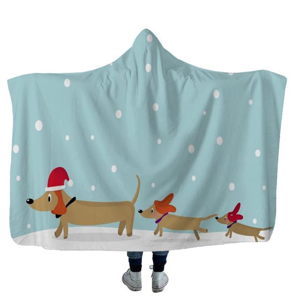 

blankets dachshund 3d printing throw hooded blanket wearable warm fleece bedding office quilts soft adults travel 13