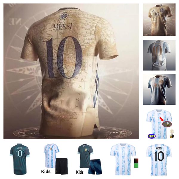 Giocatore fan Versione Argentina Soccer Jersey 20 21 Copa America Home 1986 Camicie da calcio 2021 2022 Messi Dybala Lo Celso Nationalteam Marad