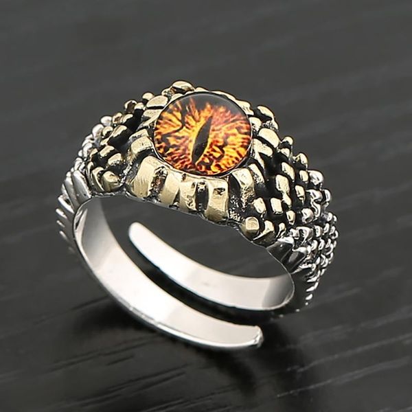 

cluster rings retro python ring domineering demon eye party punk style adjustable opening for men women jewelry gifts, Golden;silver