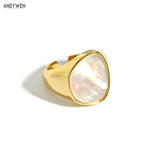 

cluster rings andywen 2021 925 sterling silver gold chain adjustable ring women fashion luxury jewelry fine jewels resizable, Golden;silver