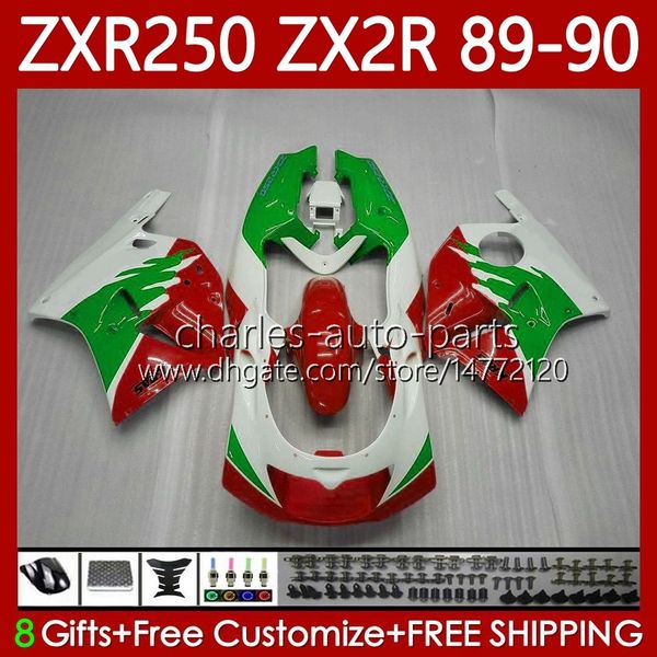 Bodys de motocicleta para kawasaki ninja zx2r zxr250 zx 2R 2 r R $ 70 zxr 250 89-98 Bodywork 84No.30 ZX2 R ZX-2R ZXR-250 89 90 Verde Vermelho ZX-R250 1989 1990 Full Biring Kit