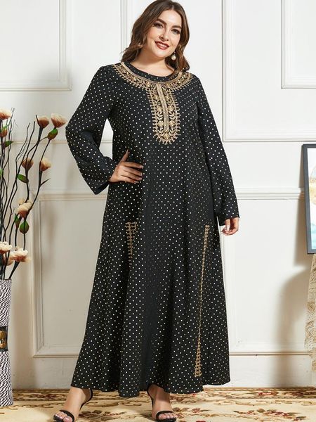 

ethnic clothing gold thread leaves embroidery arabic dress for women fall 2021 long sleeve plus size muslim dubai turkey clothes, Red