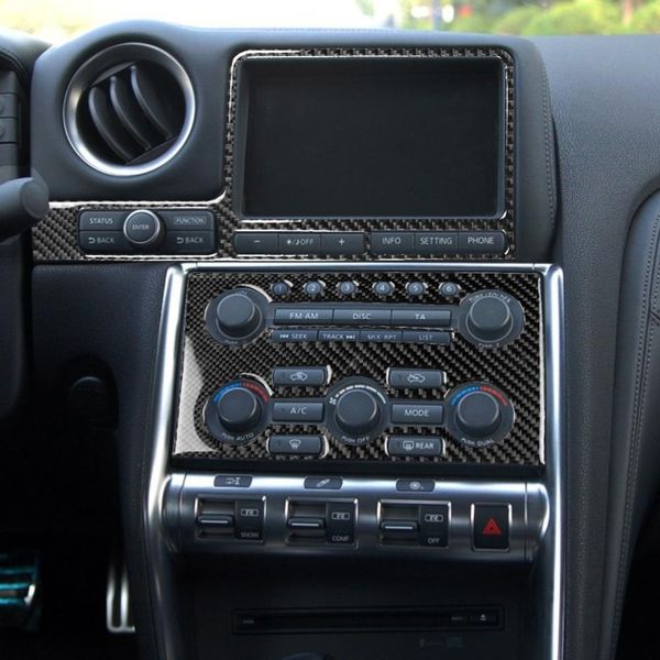 Внутренняя крышка из углеродного волокна, панель CD, крышка рулевого колеса, комплект отделки переключения передач, автомобильные аксессуары, пригодные для Nissan GTR R35 2008-20162245