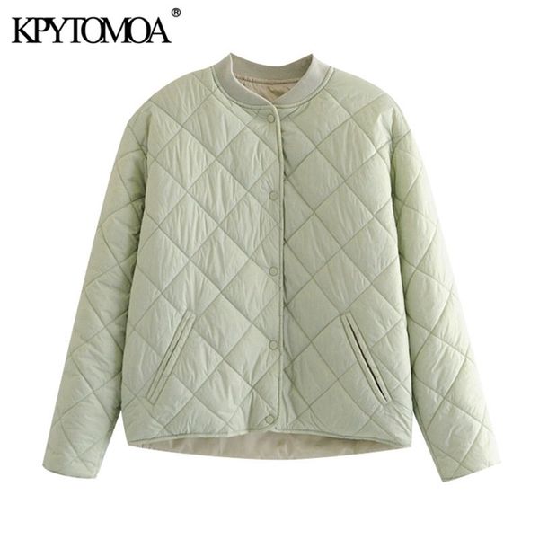 

kpytomoa women fashion single breasted loose padded jacket coat vintage long sleeve pockets female outerwear chic 211013, Black