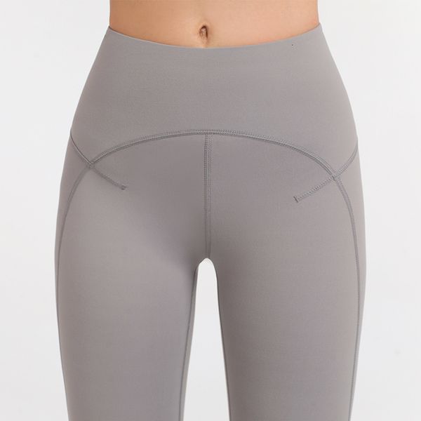 

luxury women's tracksuits cloth style double faced buffed nude yoga pants, Gray