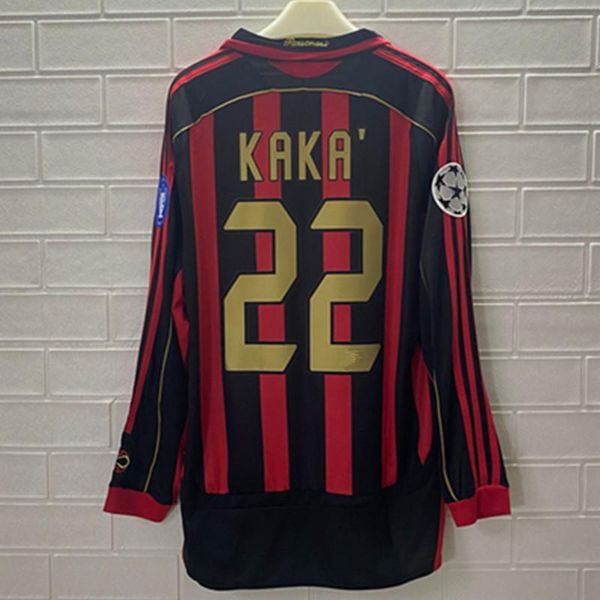 

racing jackets camiseta retro classic 2006/07 kaka maldini pirlo inzaghi long sleeve short t-shirt, Black;red