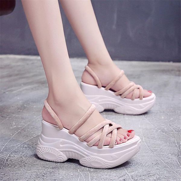 

dress shoes 2021 wholesale wedges high heels casual platform fashion sweet summer ankle-wrap women woman rome sandals 34-39, Black