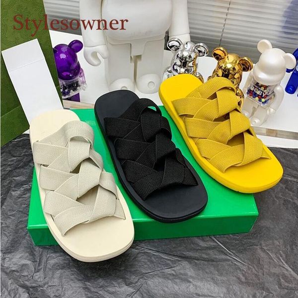 

slippers elastic braided belt leisure beach women 2021 summer band roman flat sandals and, Black