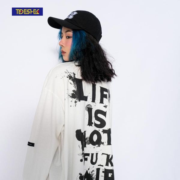 

men's sweaters tideshec streetwear pullover graffiti letter clothes long sleeve man pullovers hip hop goth hoodies sweatshirts clothing, White;black