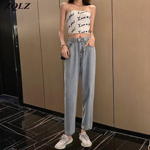

women's jeans zqlz summer women 2021 vintage blue casual denim pants female loose solid wide leg high waist jean trousers