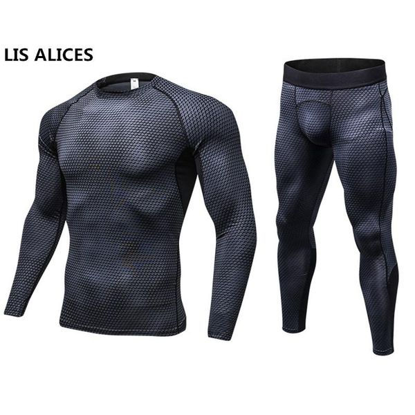 

lis alices spring thermal underwear sets men quick dry anti-microbial stretch men's thermo underwear male long johns fitness, Black;brown