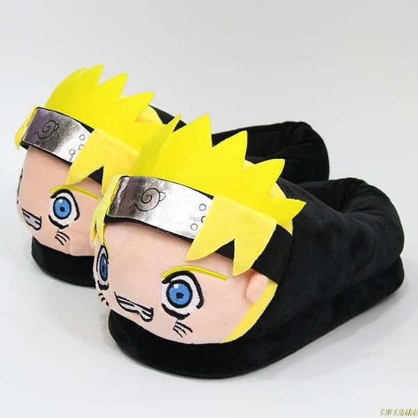 

anime naruto slippers cartoon kigurumi cosplay shoes men women cute funny winter warm plush slipper party home, Black