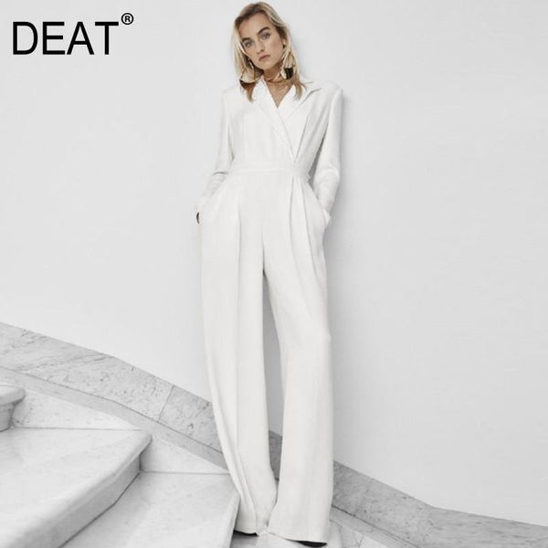 

women's pants & capris deat 2021 women fashion clothing turn-down collar full sleeves high waist length white jumpsuit female roper wl2, Black;white