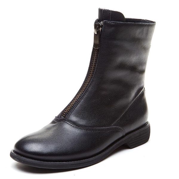 

boots zip leather ankle for women black white autumn flat women's shoes ladies short motocycle fashion western