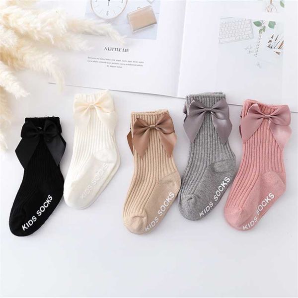 

socks 5 pairs/lot baby girls toddlers girl big bow kids anti-slip bownot cotton born 0-3 years, Pink;yellow