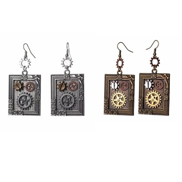 

dangle & chandelier steampunk earrings gear square style, Silver