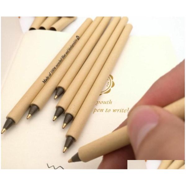 

can printing logo high-end gel pen fashions simple green e-friendly kraft paper shell pens office school student supp jllddd mx_home, Blue;orange