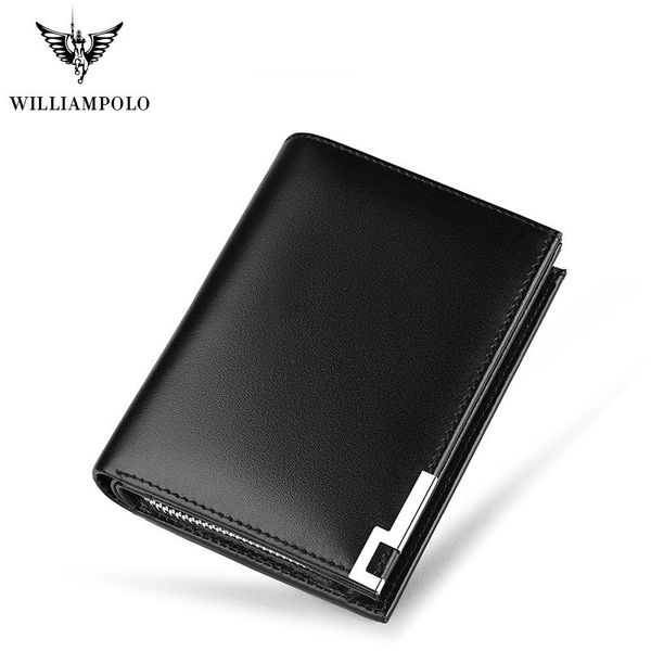 

wallets williampolo men short wallet genuine leather male cowhide multislot man card holder coin pocket high quality, Red;black