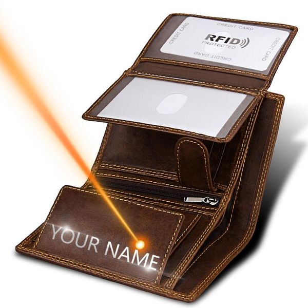 

wallets 2021 engraving name men 100% genuine leather coin purse pocket money bag for gift carteira, Red;black