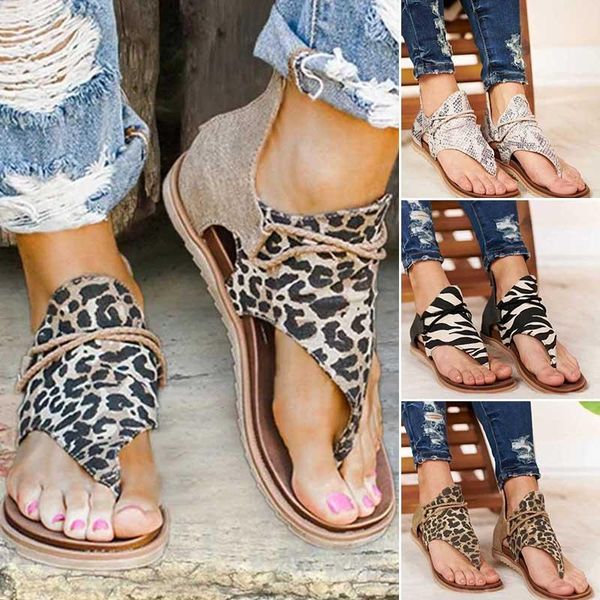 

sandals women summer shoes leopard print female large flat ladies snake harajuke, Black