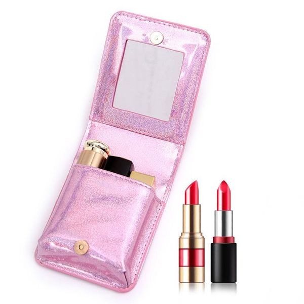 

cosmetic bags & cases creative laser bag portable pu love embroidery lipstick mini makeup mirror case make up