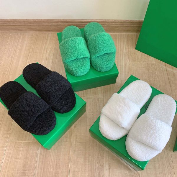 

resort sponge slippers warm indoor outdoor show style e fox fur sandals for women slides flip flops quality with box size 35-40, Black