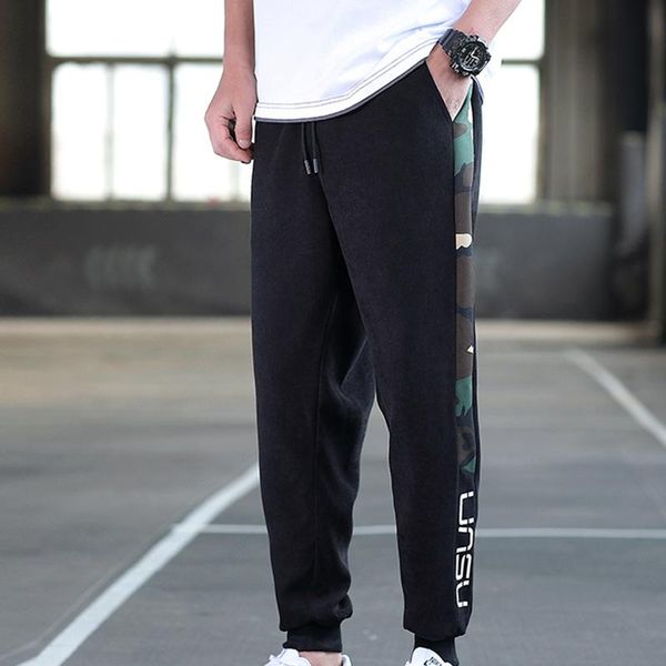 

men's pants fall and winter versatile casual side camouflage, Black