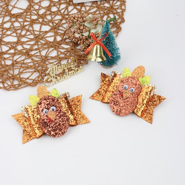 

hair accessories 1 pc 4" easter glitter bow clips for baby girls cartoon turkey 2021 hairclips pins cute hairgrips, Slivery;white