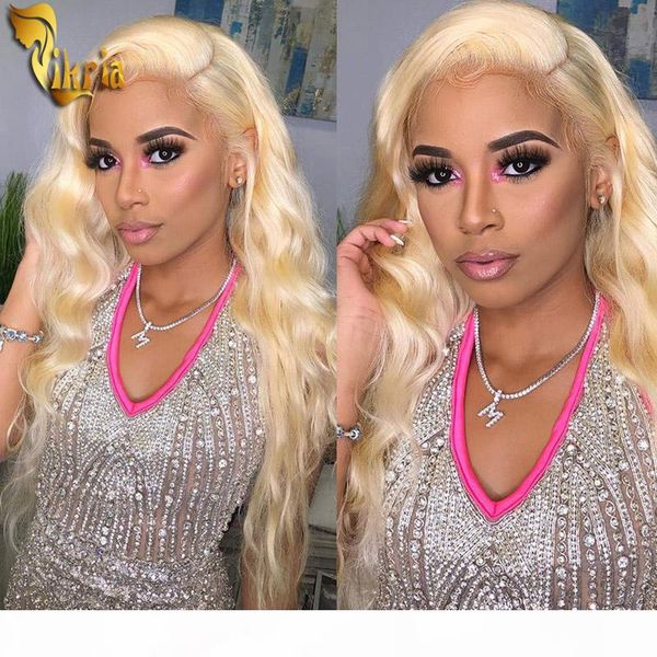 

unprocessed peruvian malaysian indian body wave 613 blonde human hair wig lace front wig full lace wigs pre plucked hairline for black women, Black;brown